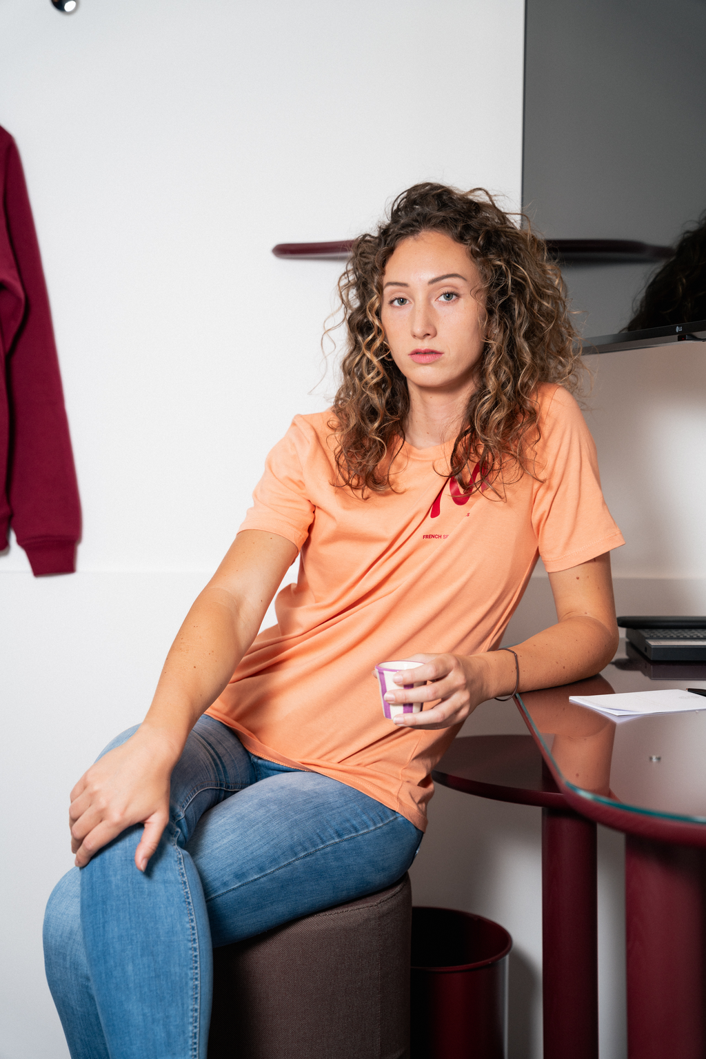 Tee-Shirt MOJÉ Unisexe Pêche et Bordeaux