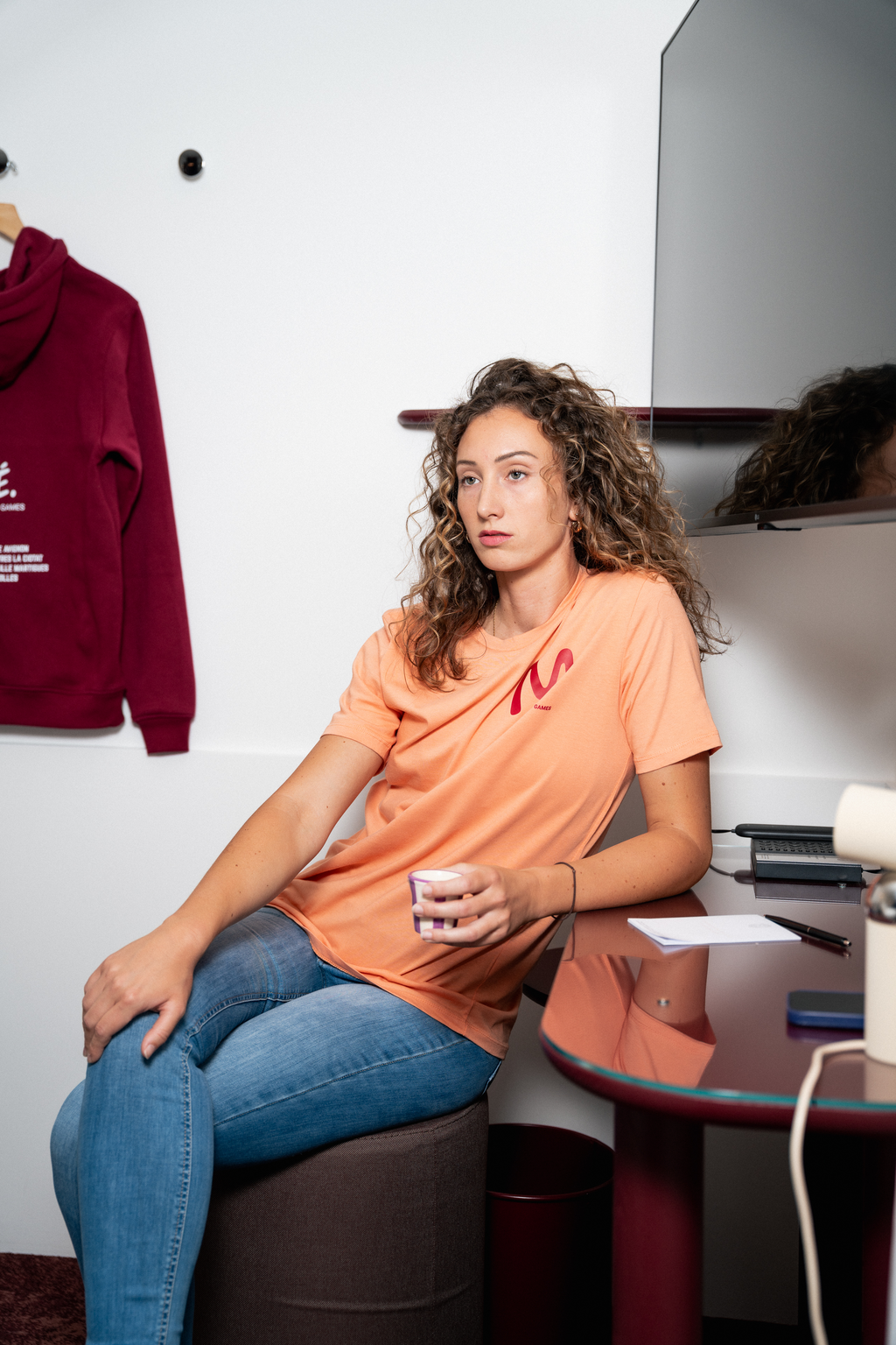 Tee-Shirt MOJÉ Unisexe Pêche et Bordeaux