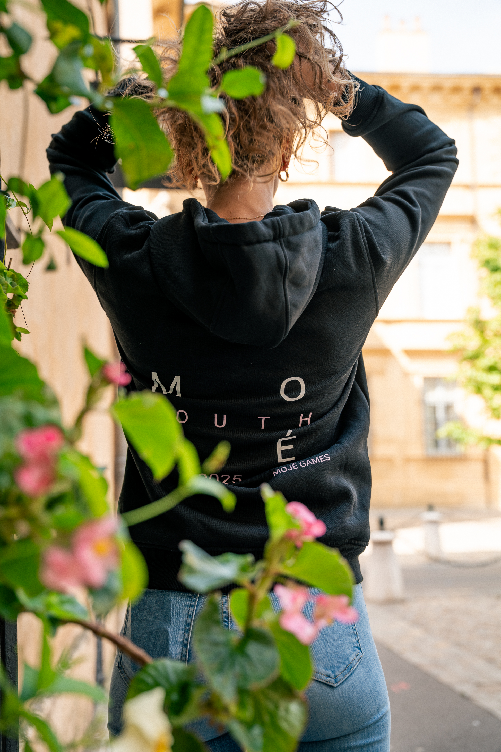Sweat à capuche MOJÉ Unisexe Noir et Rose